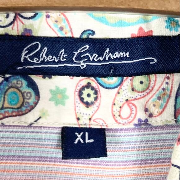 ROBERT GRAHAM Multicolor Bohemian Paisley Button Up Shirt Blouse in Cotton - Picture 4 of 11